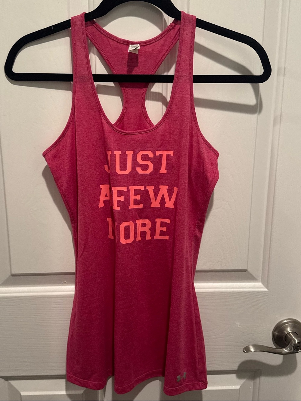 Under Armour Pink Racerback Tank Top with 'Just A Few More' Print Size XS